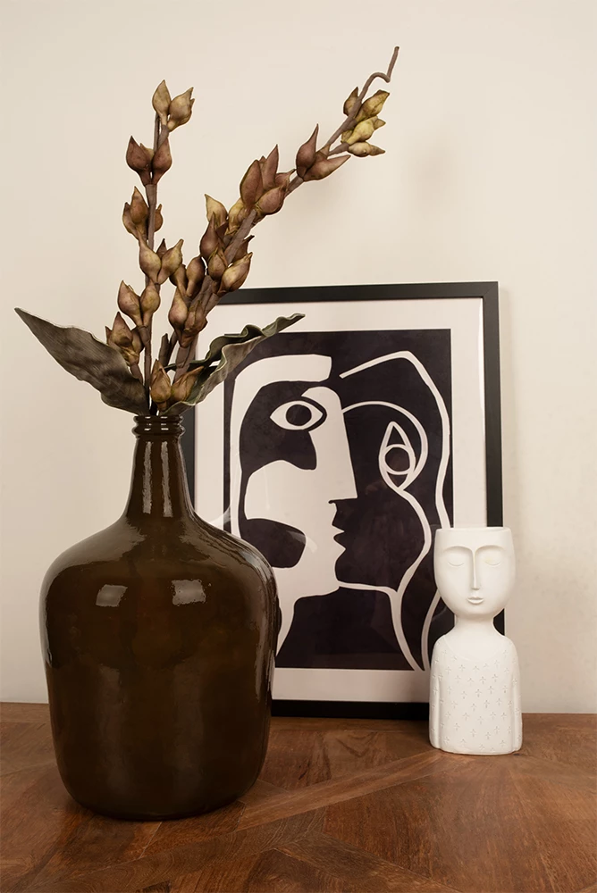 Shishe dekorative prej qelqi të ricikluar, ngjyrë karamel, 25x25x40cm