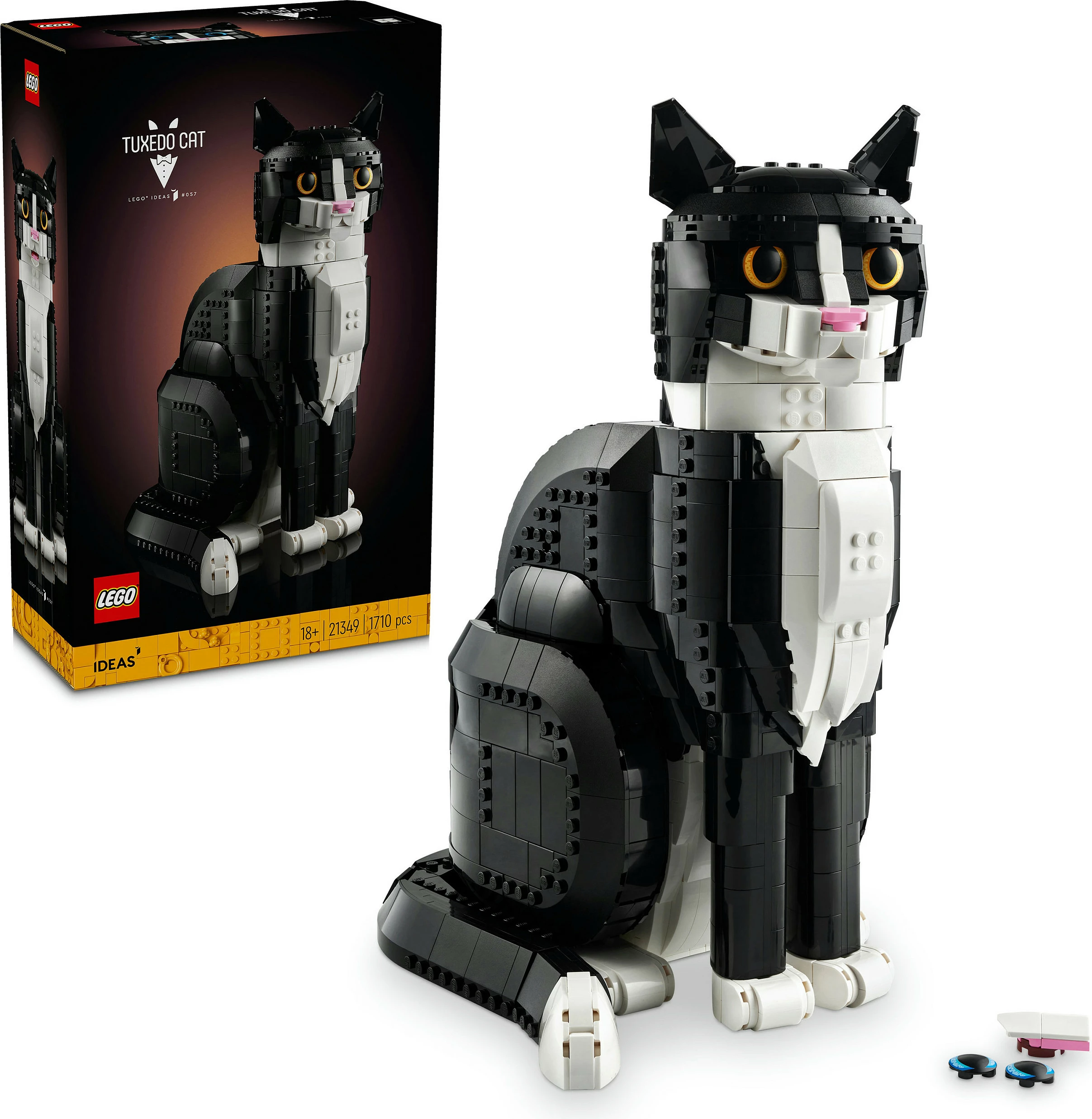 Set ndërtimi LEGO Ideas Tuxedo Cat 21349, 1710 pjesë, 18+, zi/bardhë