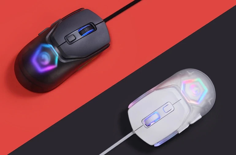Maus gaming Marvo Fit Lite G1, wired, RGB, 12000 DPI, i bardhë