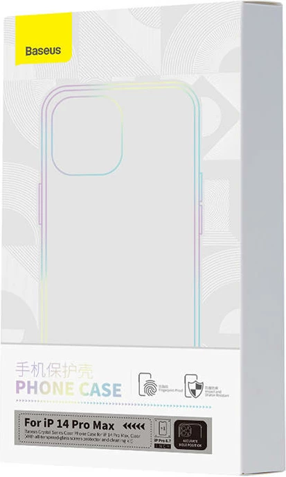 Mbështjellës Baseus Crystal Clear për iPhone 14 Pro Max, transparent, set me xham të temperuar