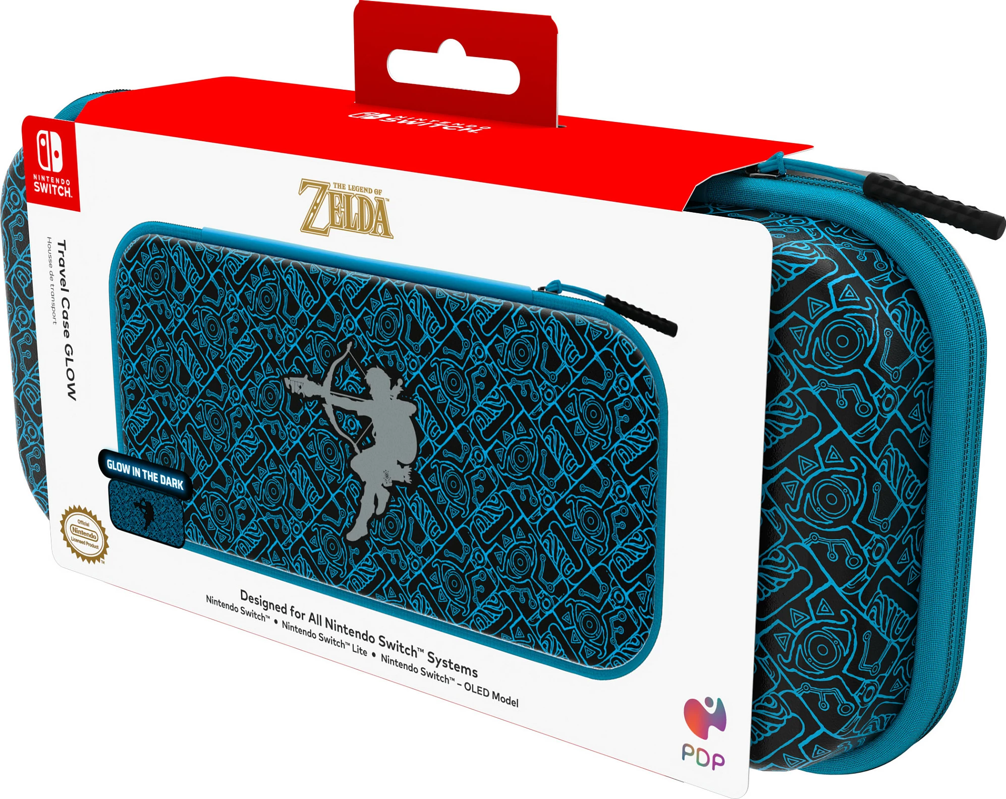 Çantë udhëtimi PDP SheikahShoot për Nintendo Switch/Lite/OLED, hardshell, e zezë/turkeze