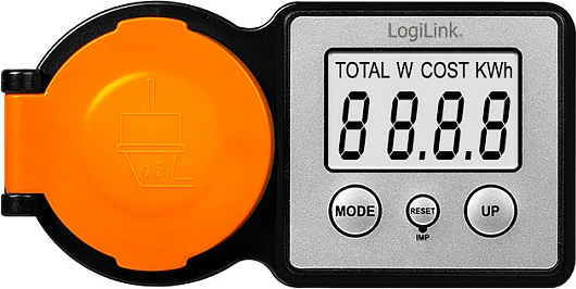 Matës kostoje energjie LogiLink Energy Cost Meter, për jashtë, ekran LCD, prizë Schuko, zi/portokalli