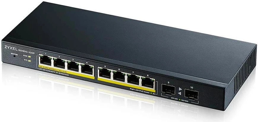 Switch Zyxel GS1900-10HP, Managed L2 Gigabit Ethernet (10/100/1000), i zi