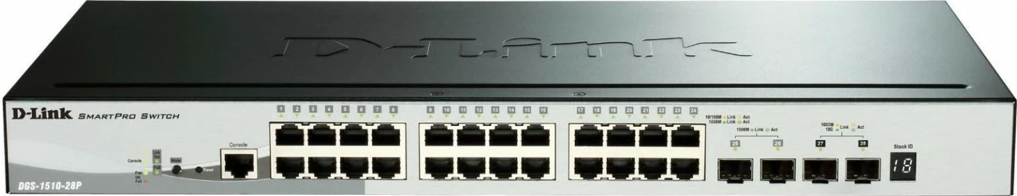 Switch D-Link DGS-1510-28P/E, 24 porta PoE, për kabinet RACK 19"