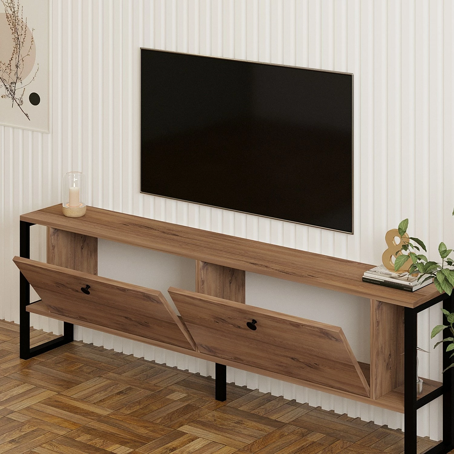 Komodë për TV Skye Decor, ngjyrë ahu Atlantik