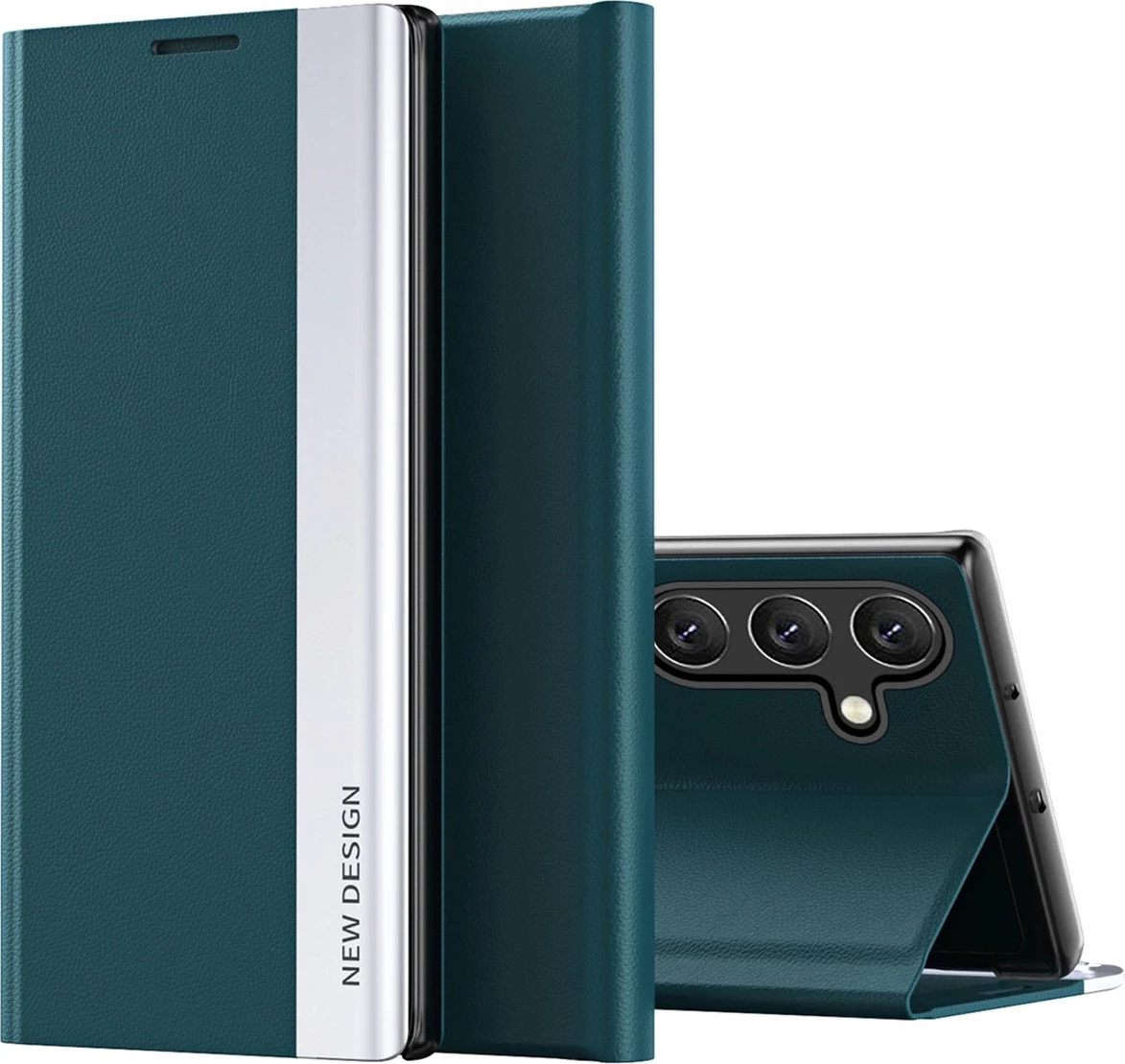 Mbështjellës Hurtel Sleep Case Pro për Samsung Galaxy S25 Ultra, me kapak dhe qëndresë, e gjelbër