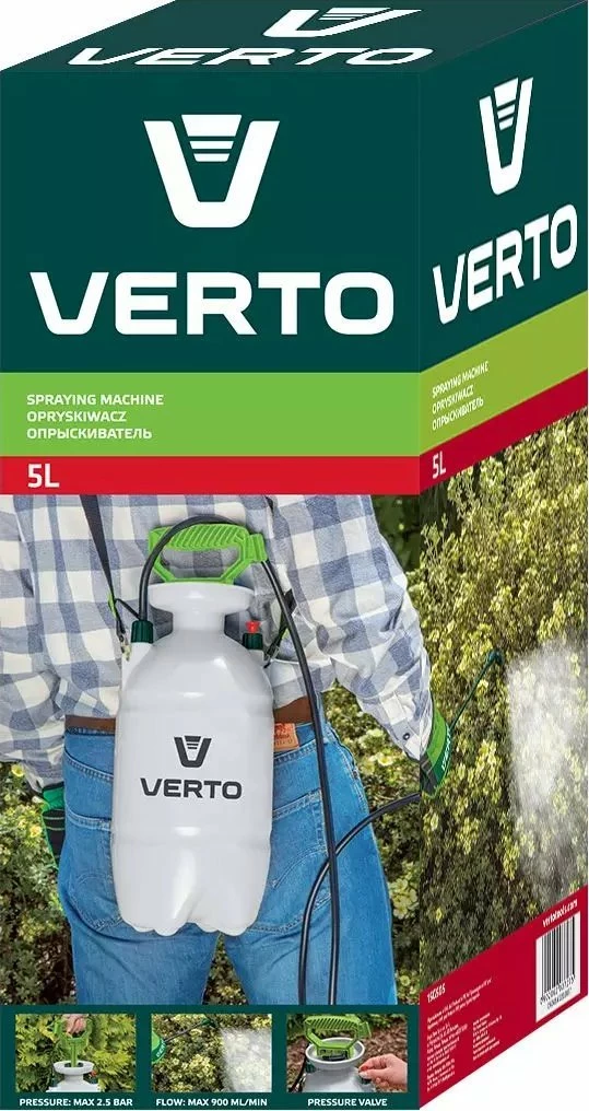 Spërkatës presioni Verto 15G505 5L me rrip shpatulle