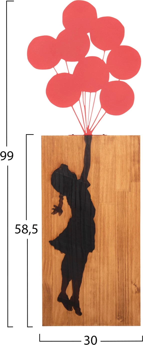 Dekor për mur me balona ngjyrë korali FH4649 metal-dru 30x3x99Hcm