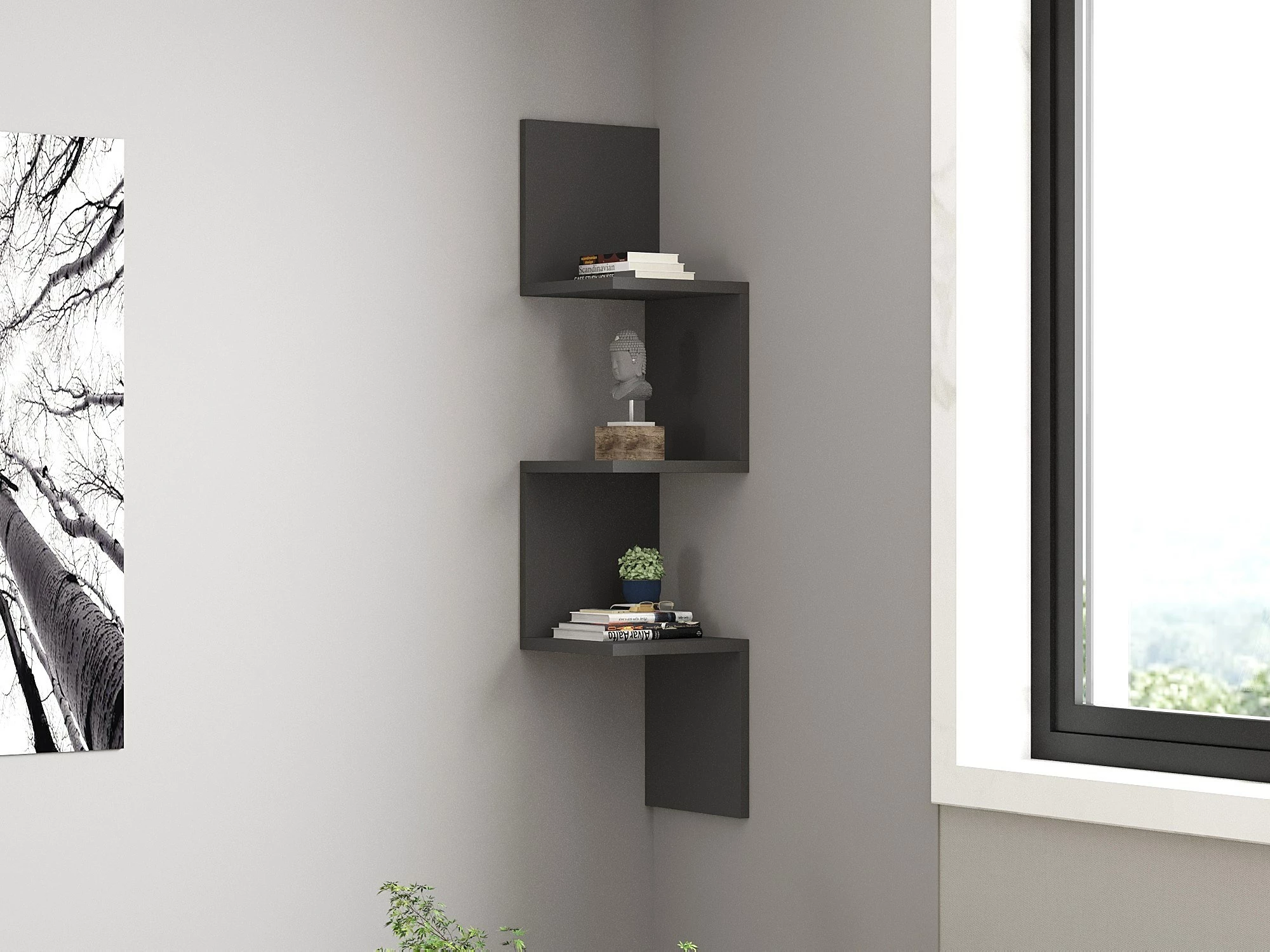 Raft muri Zikzak, ngjyrë antracit, Hanah Home