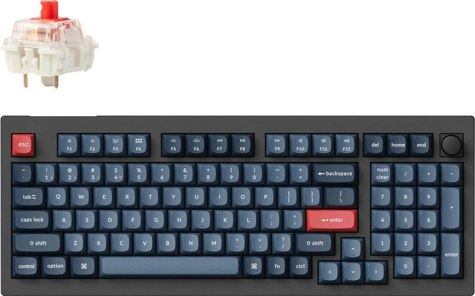 Tastierë Keychron V5 Max, DE Layout, Gateron Jupiter Red, Hot-Swap, RGB, e zezë/blu-gri