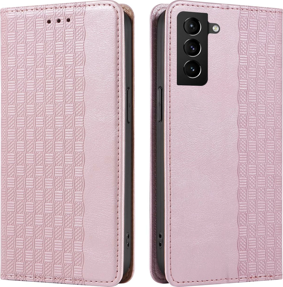 Mbështjellës Hurtel Magnet Strap Case për Samsung Galaxy S22+, me portofol dhe litar dore, Rozë