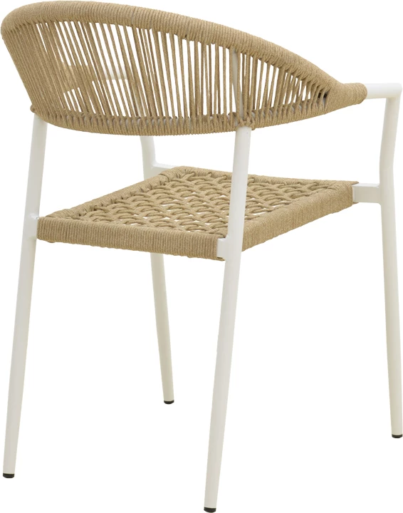 Karrige me krahë e grumbullueshme Ammos, alumin i bardhë, litar PE natyral, 57x61x82cm