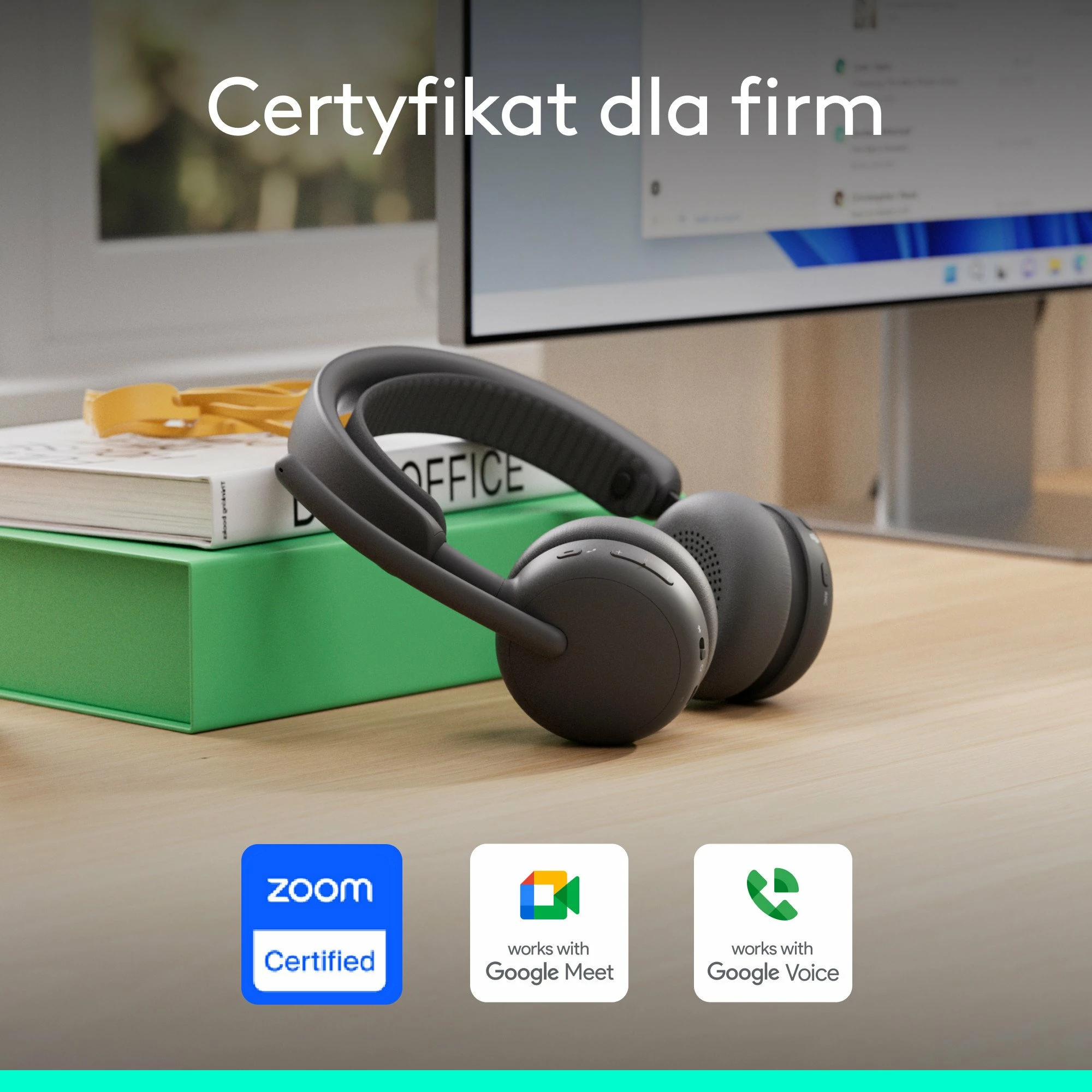 Kufje Logitech Zone Wireless 2 ES (981-001503), wireless Bluetooth 5.3, ANC, USB-C, të zeza, me çantë