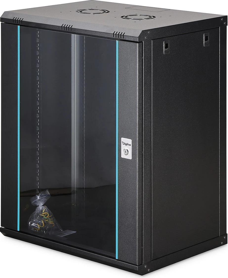 Kabinet rrjeti në mur Digitus Dynamic-N 16U, 600x450mm, derë xhami, i zi
