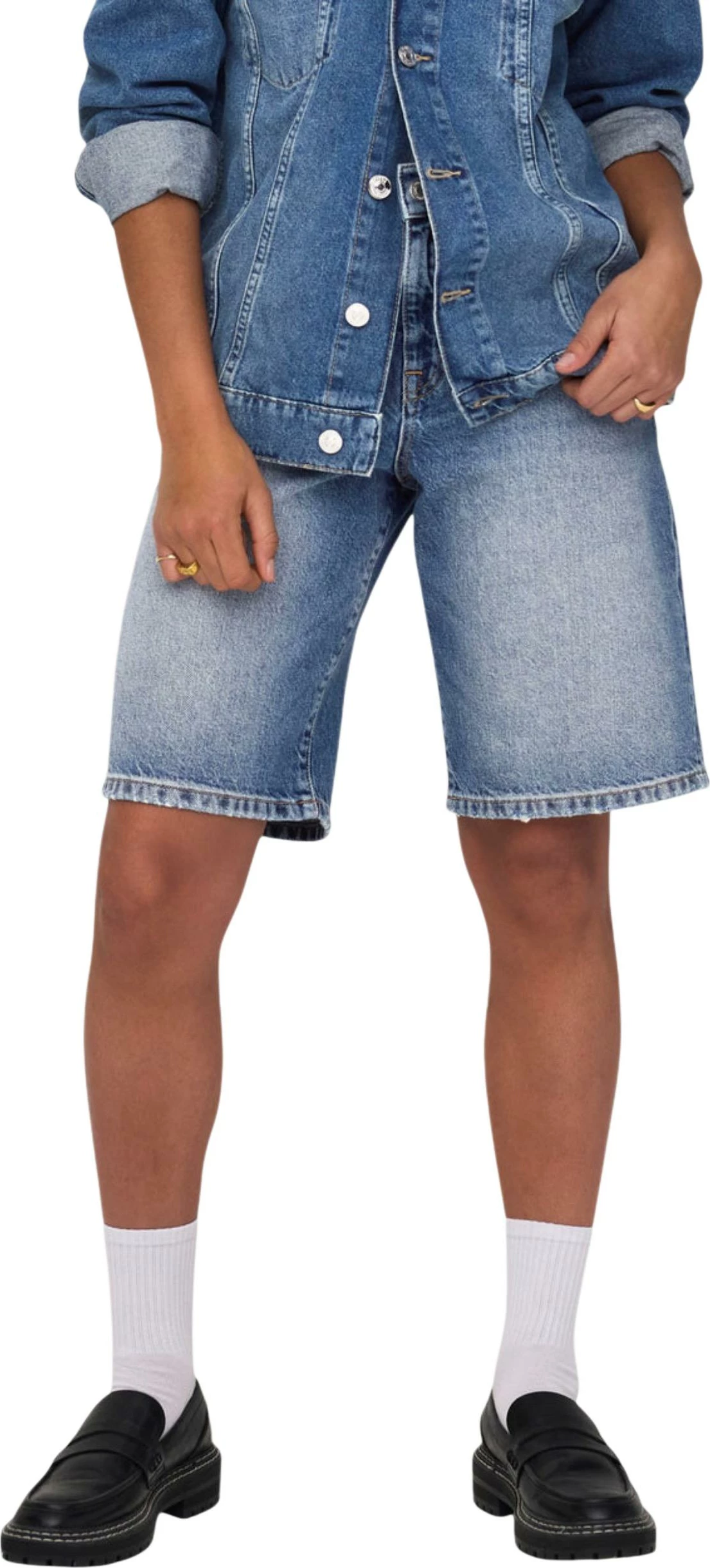 Shorce për femra Only Onlmate Reg Baggy Long Shorts Dnm Noos 15340976, denim