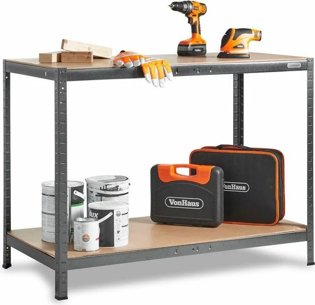 tavolinë pune/raft magazinimi VONHAUS 3500155 120x90x60 cm 200 kg 2-nivel, e zezë/kafe