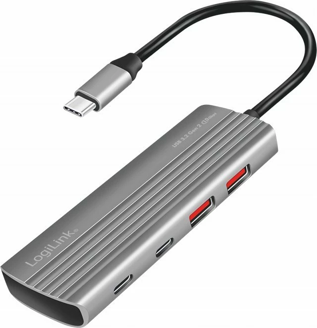 Hub USB LogiLink USB 3.2 Gen2 4+1-port, 10 Gbps, PD 100 W, alumin, gri
