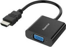 Adapter HDMI në VGA Hama 200343, me jack 3.5 mm, i zi
