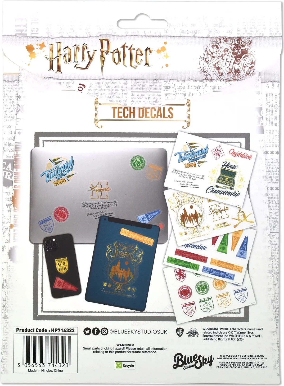 Set nalepka dekoruese Blue Sky Harry Potter Tech Decals, 4 fletë