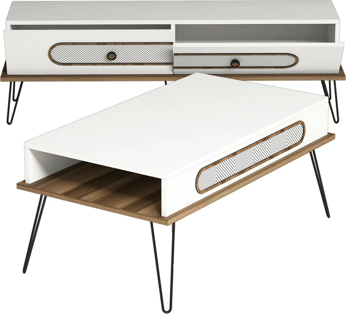 Set mobiljesh për dhomë dite Skye Decor, Ekol, e bardhë