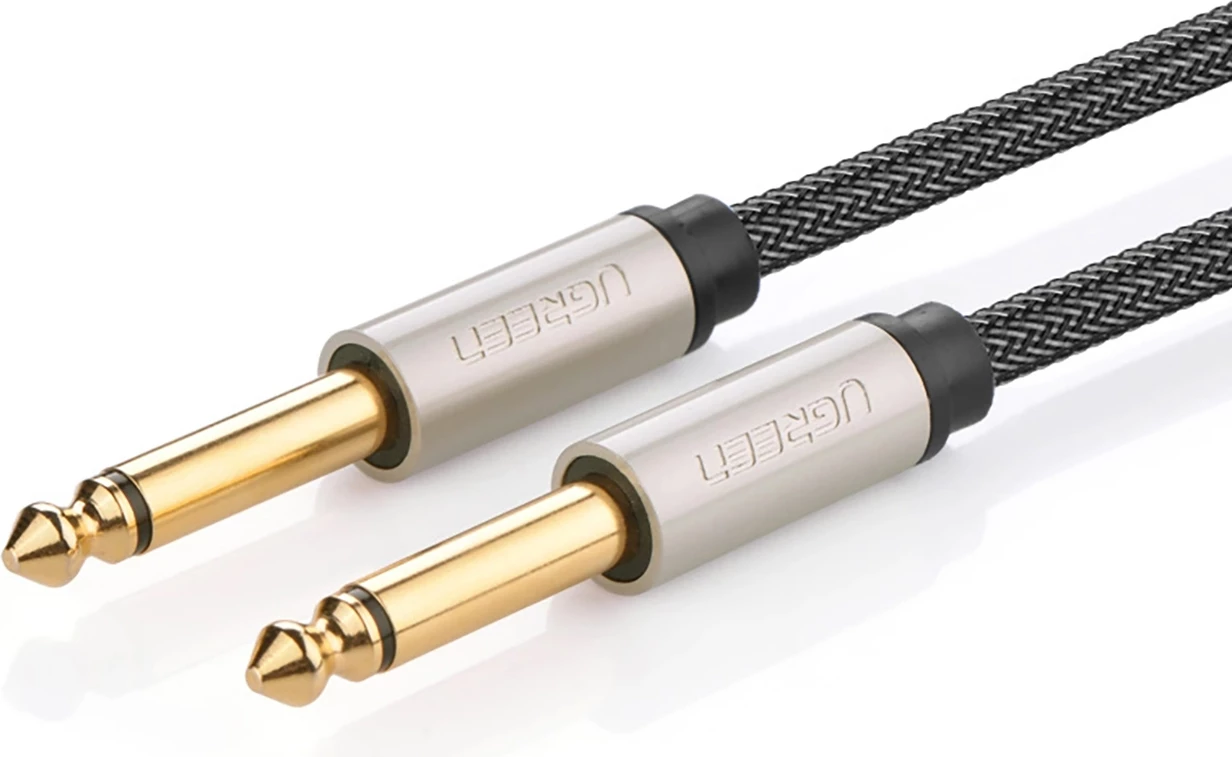 Kabllo audio mono TS Ugreen AV128 10636, 6.35mm jack në 6.35mm jack, 1m, Gri