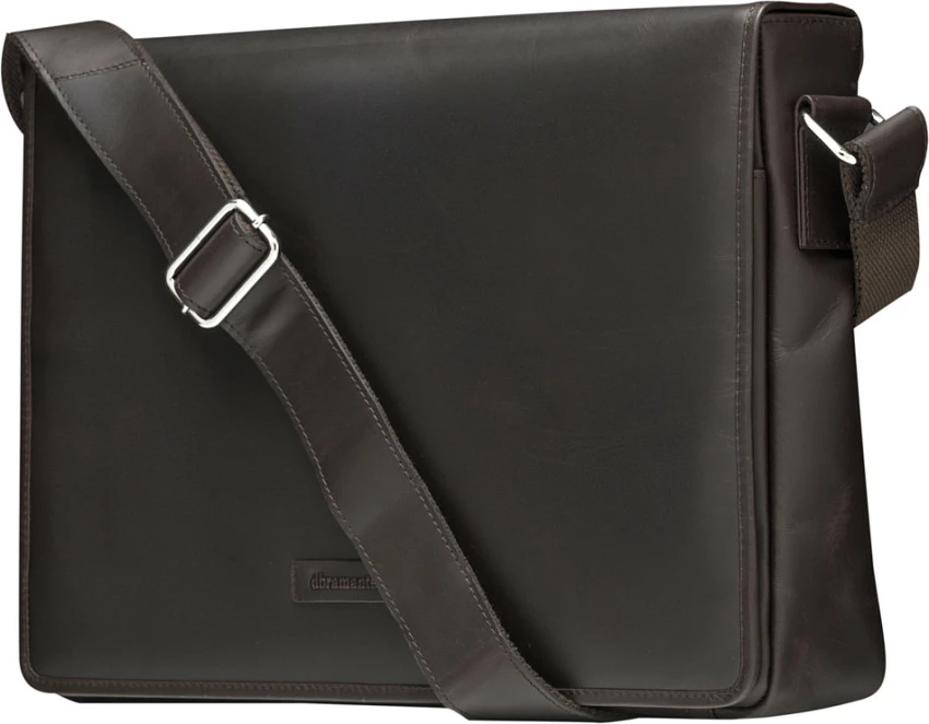 Çantë messenger për laptop dbramante1928 Marselisborg 14", lëkurë full-grain, rrip shpatulle, e zezë