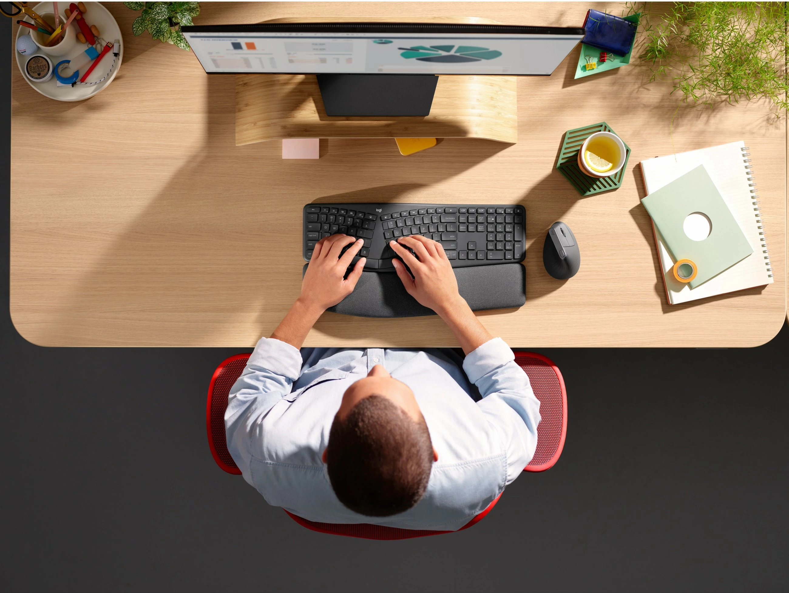 Tastierë Logitech ERGO K860, Full-size, Wireless, Bluetooth, Grafit