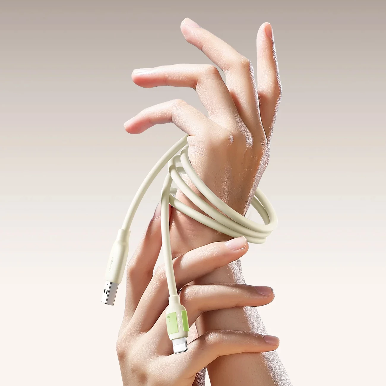 Kabllo Joyroom S-A53 USB-C në Lightning, 2m, 30W, majë fluoreshente, Bezhe