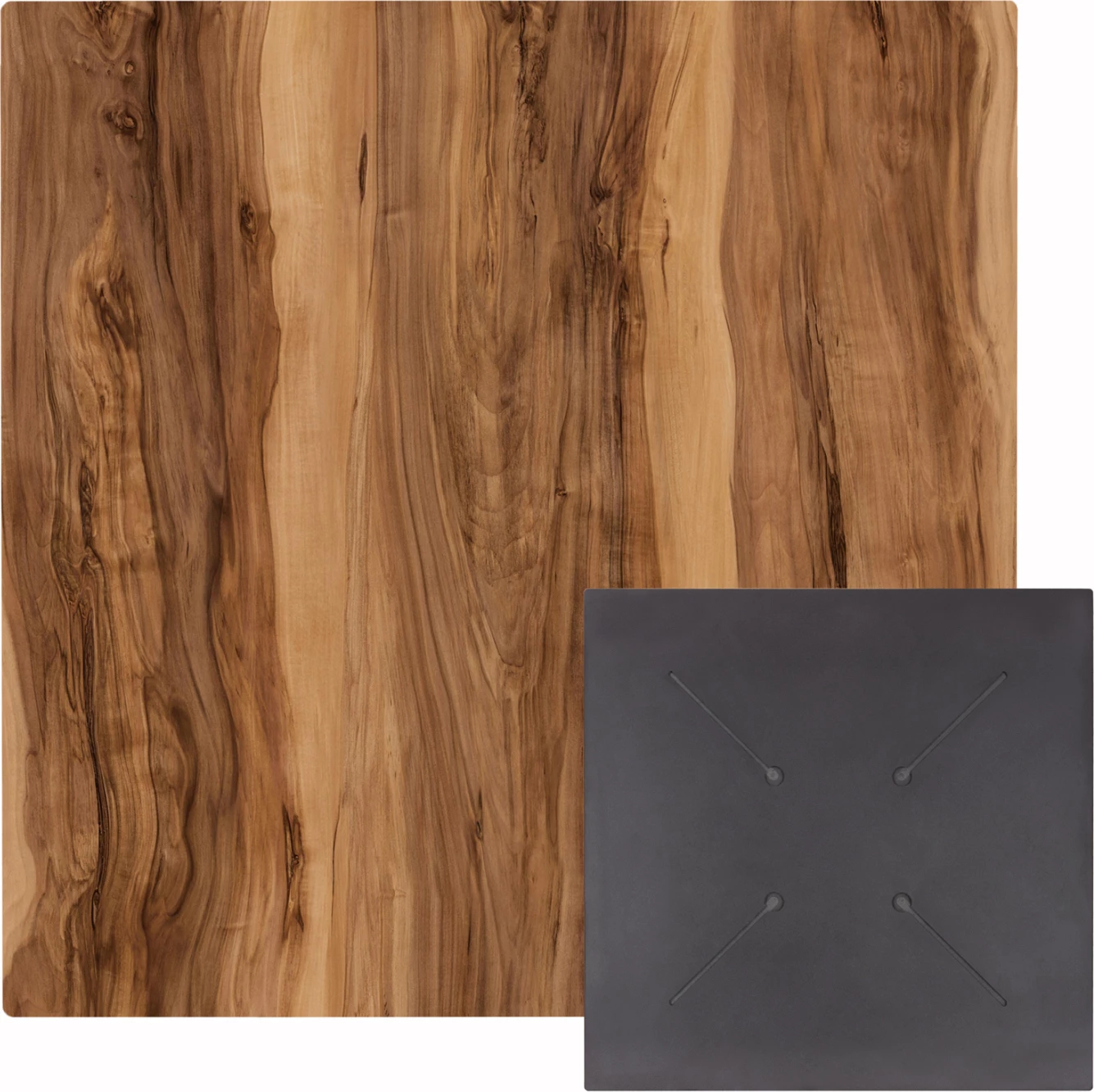 Sipërfaqe tavoline katrore, ngjyrë Indian Sheesham, HPL, 70x70cm