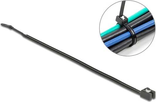 Lidhëse kabllosh DeLOCK 280 x 4.8 mm, vetëprerëse, 50 copë, e zezë