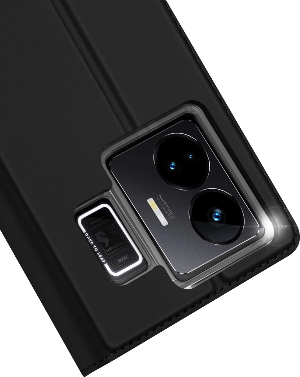 Mbështjellës Dux Ducis Skin Pro për Realme GT Neo 5 / Realme GT3, me kapak, xhep kartelash, funksion standi, e zezë