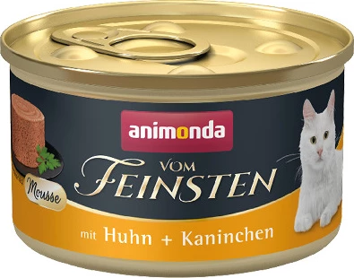 Ushqim i lëngëshëm për mace Vom Feinsten Mousse pulë+ lepur, 85 gr