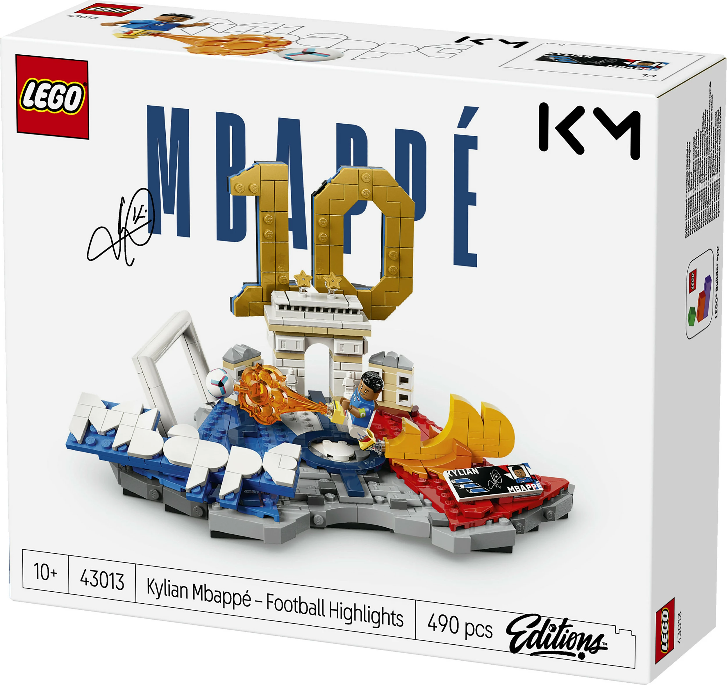 Set ndërtimi LEGO Editions 43013 Kylian Mbappé – Football Highlights, 490 copë, multikolor