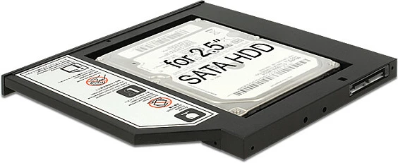 Adapter kornizë DeLOCK 62669 për bay 5.25" slim, për HDD/SSD 2.5" SATA 6 Gbit/s, e zezë