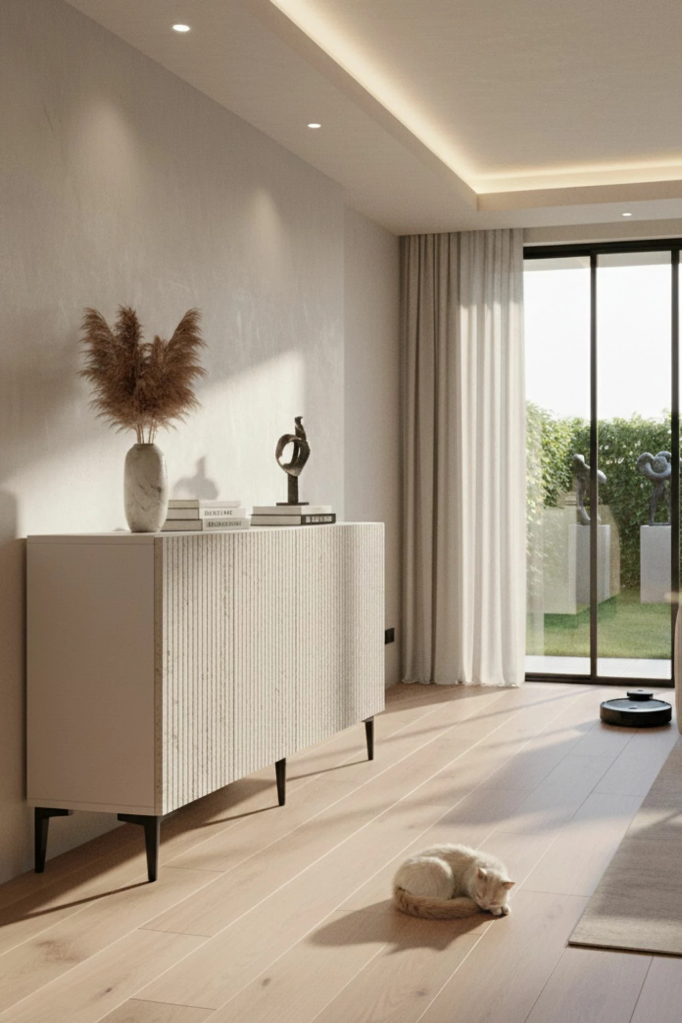 Konsol Skye Decor, Zeynep 150, e bardhë, travertin