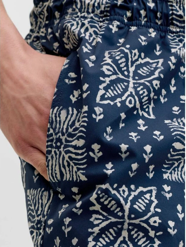 Shorce noti për meshkuj Jack&Jones JPSTMAUI SHELL AOP SWIM SHORTS REG 12291808, blu [Madhësia: M]
