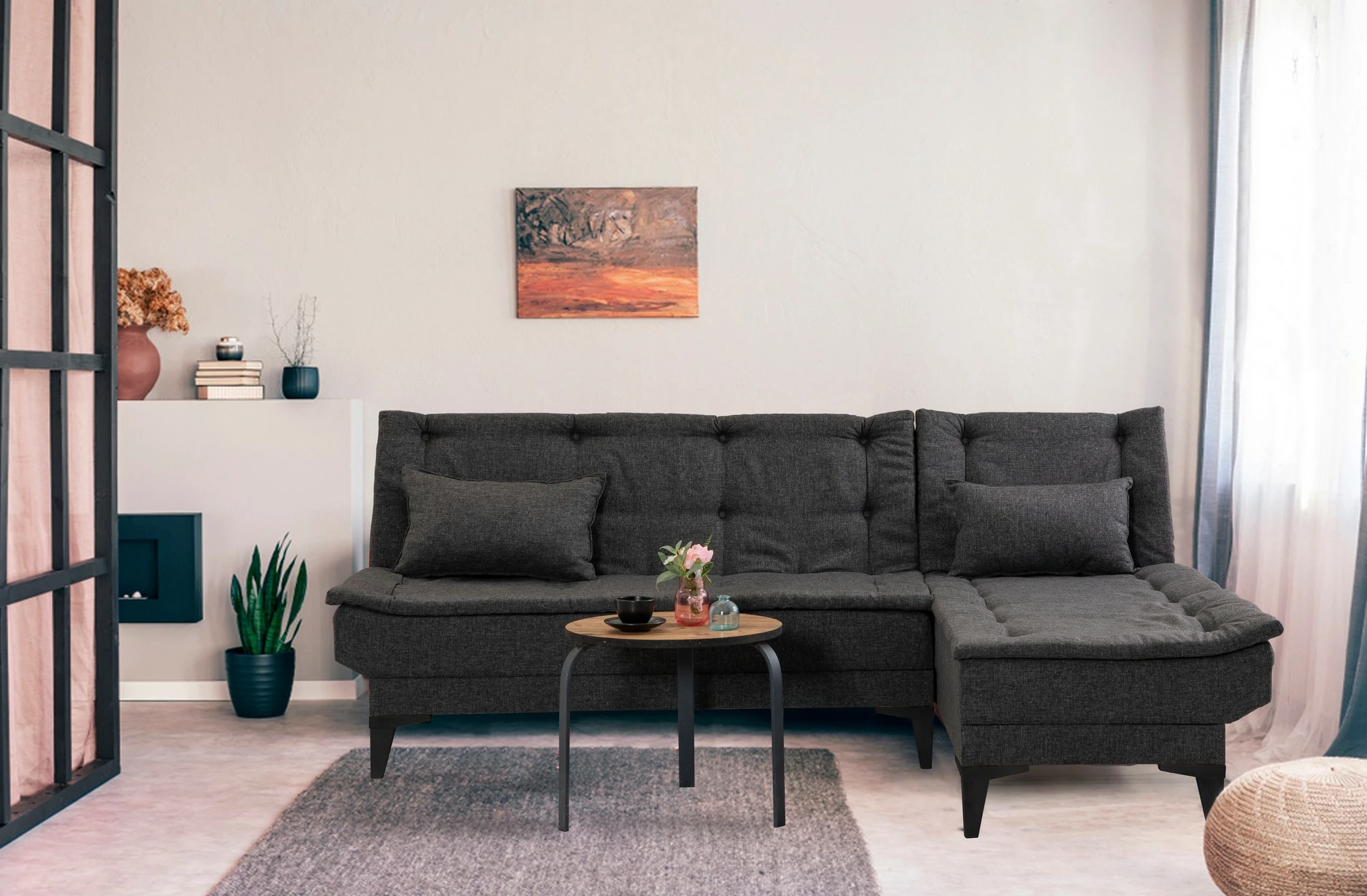 Kënd-sofë krevati Atelier del Sofa, Santo-S, ngjyrë antracit