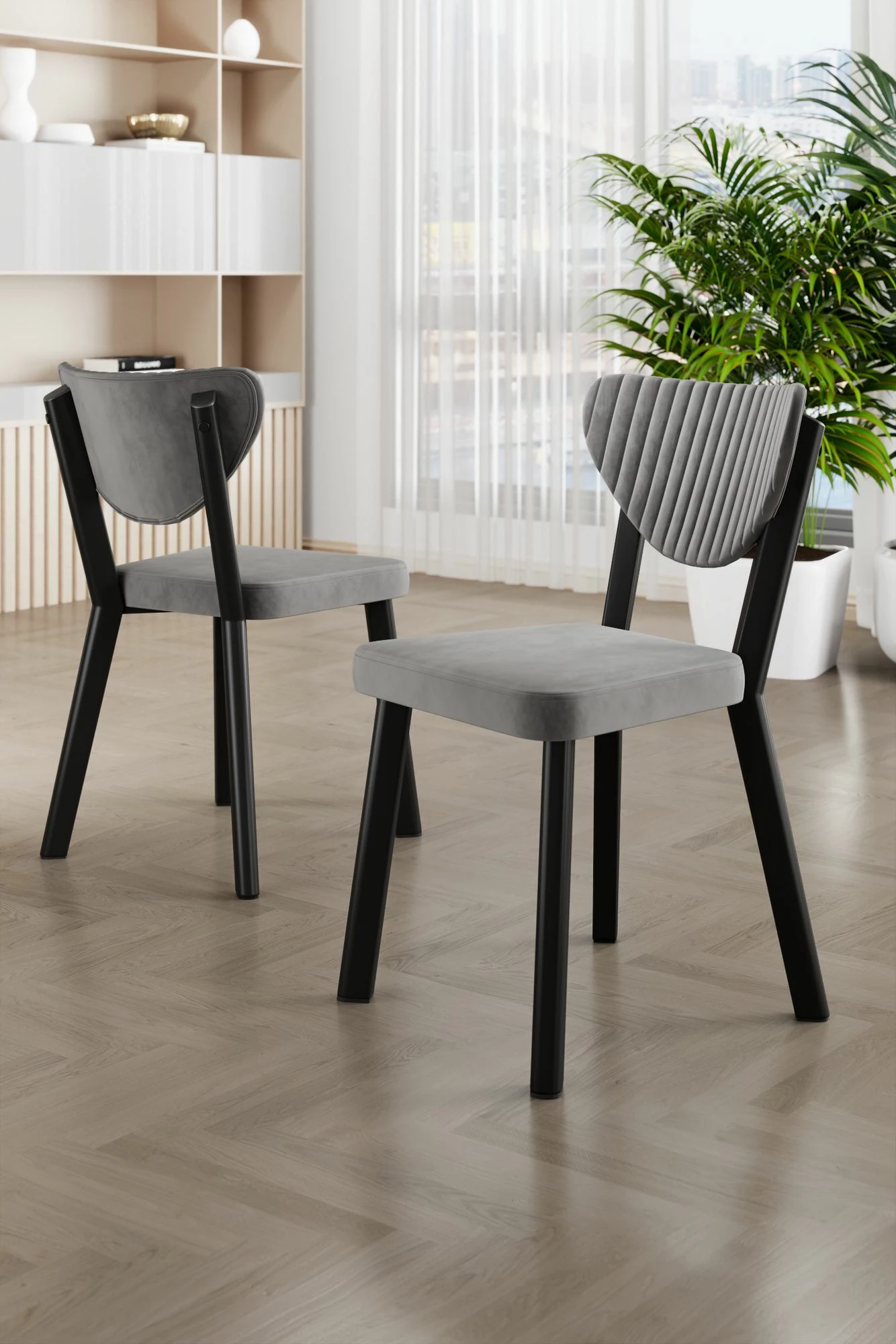 Set karrigash (4 copë) Hanah Home, Arfe, gri, e zezë
