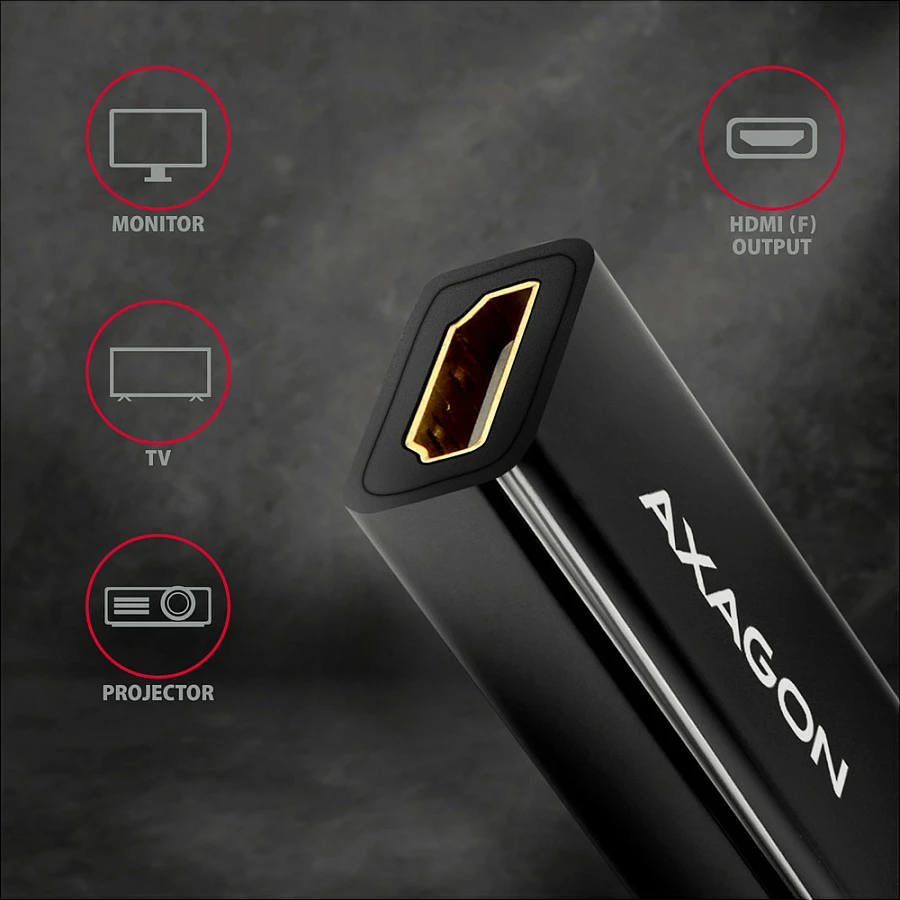 Adapter DisplayPort në HDMI Axagon RVD-HI14N, 4K/30Hz, i zi