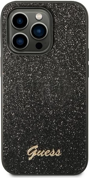 Mbështjellës Guess GUHCP14LHGGSHK për iPhone 14 Pro 6.1", Glitter Script, i fortë, i zi