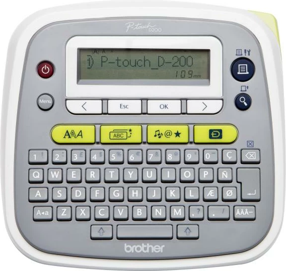 Printer etiketash, Brother P-Touch PT-D200BWVP, 203 dpi, termal transfer, me adapter dhe kuti e fortë, i bardhë/gri