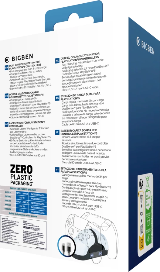 Stacion karikimi Bigben Dual Charger për DualSense, për 2 kontrollorë