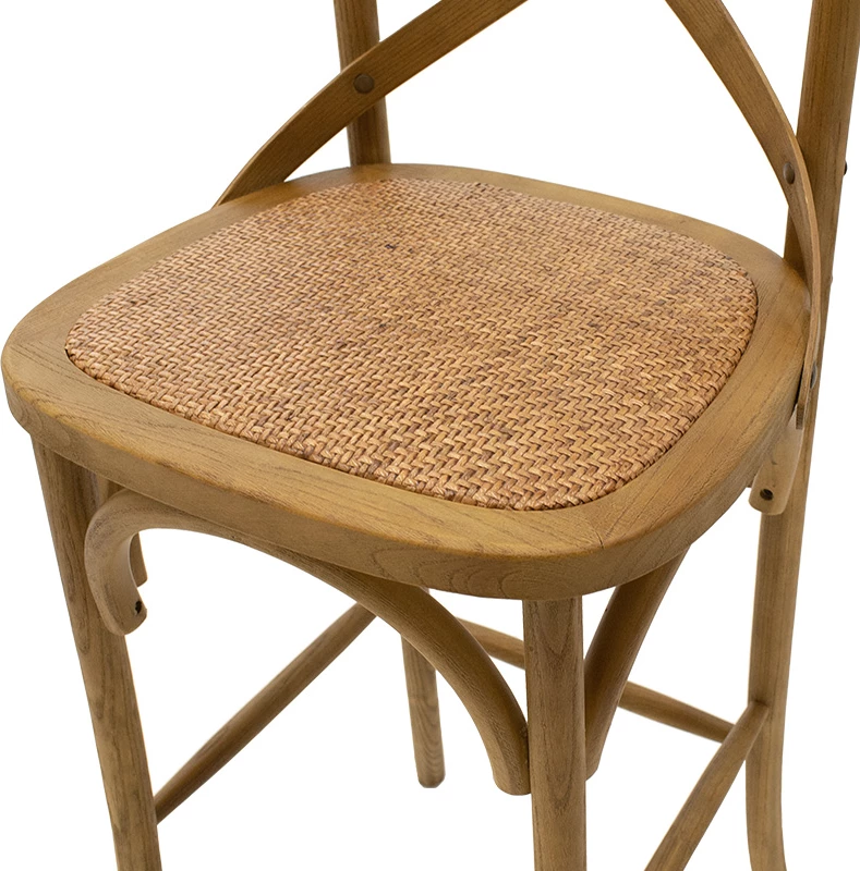 Karrige për bar Reid, dru, ngjyrë arre të çelur - ratan kafe