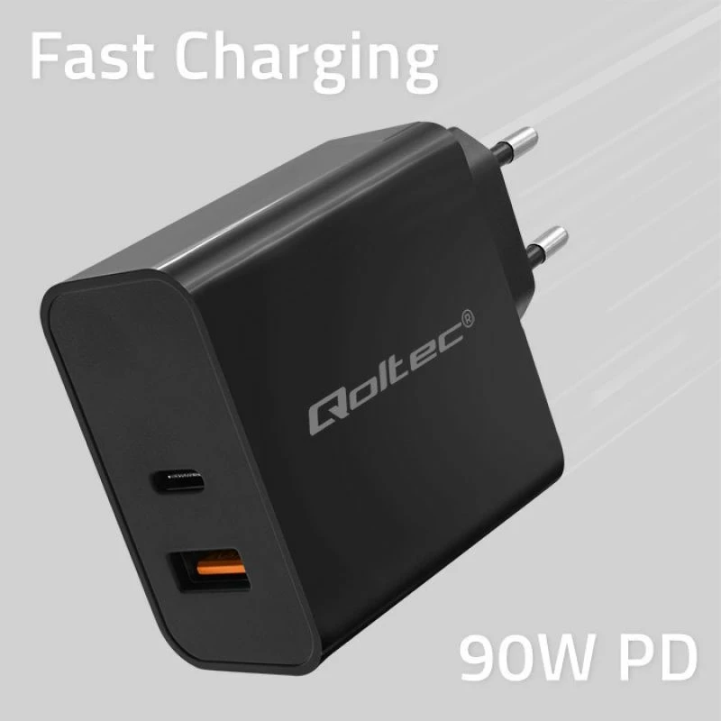 Karikues i shpejtë Qoltec Super Quick PD, 90W, i zi