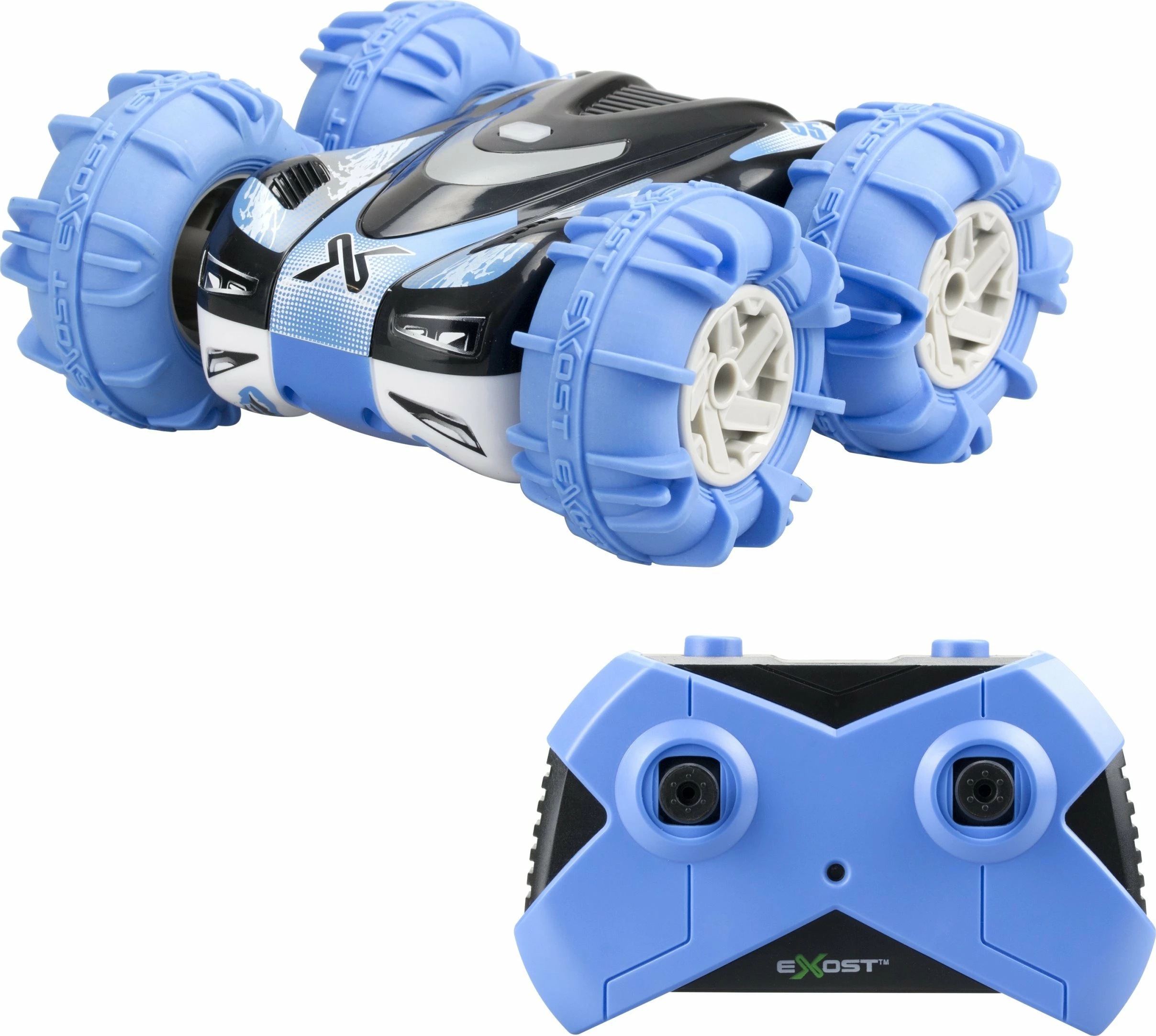 Automjet me telekomandë Exost 360 Aquacross 1:18, amfib (tokë/ujë), 2.4 GHz, bateri e rikarikueshme USB, shumengjyrësh