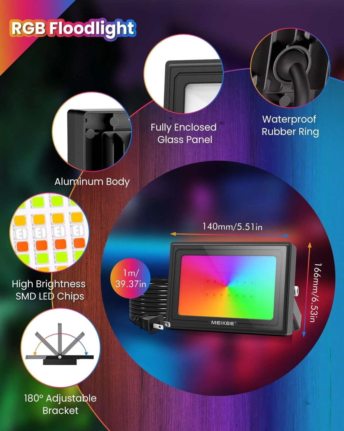 Reflektor LED Slim RGB 150W