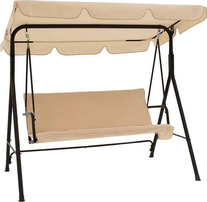 Lëkundëse kopshti Globo, metal i zi, material bezhë, 170x110x153cm