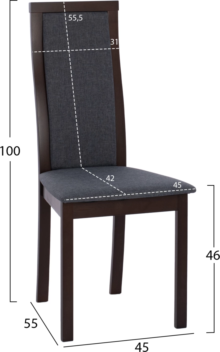 Karrige dru ahu, ngjyrë arre, FH9257.01, 45x55x100 cm, set prej 2 copë