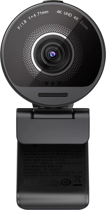 Webkamerë EMEET SmartCam S800 4K HDR, 2 mikrofonë me anulim zhurme, USB 3.0, e zezë