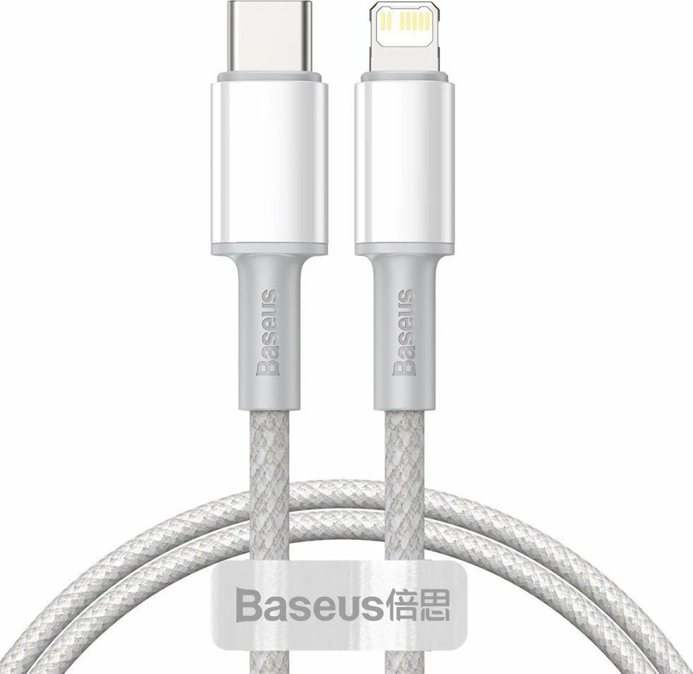 Kabllo USB-C në Lightning Baseus 6953156231955, 2 m, Power Delivery 20W, e bardhë, 1 copë